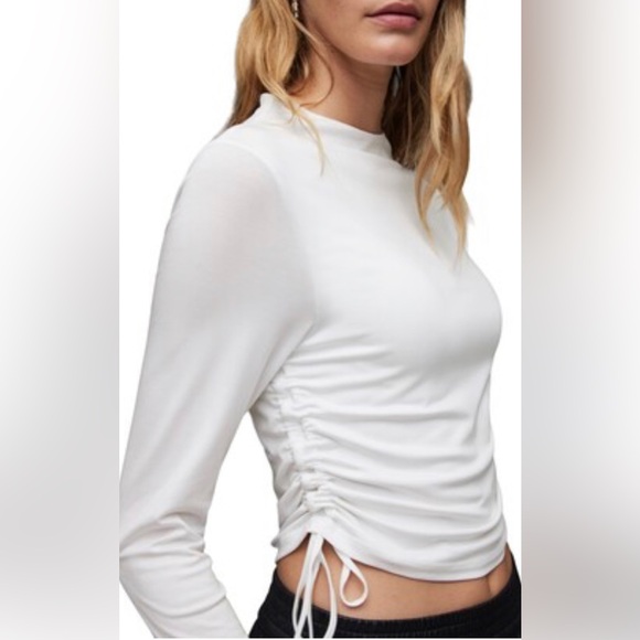 NWT All Saints Beta Ruched Funnel Neck Crop Top. - Picture 3 of 9
